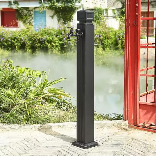 Outdoor Stainless Steel Garden Water Column/Hose Stand with Faucet Antifreeze Anti Rust Courtyard Water Faucet Pillar Floor Mount Water Tap Stainless Steel Square Vertical Garden Water Feature