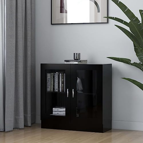 JHQHSM Armadietto con Vetrina, Armadio Da Ufficio Libreria Mobile Contenitore Libreria bassa Adatto per Soggiorno Camera da letto Corridoi Ufficio Nero 82,5x30,5x80 cm Legno Multistrato