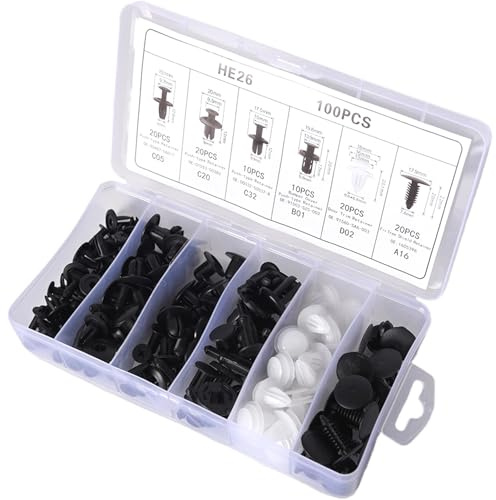 100 clip di fissaggio per carrozzeria auto, rivetti in plastica, clip universali in nylon per paraurti, clip di fissaggio universali per carrozzeria auto, kit di clip di fissaggio a pressione