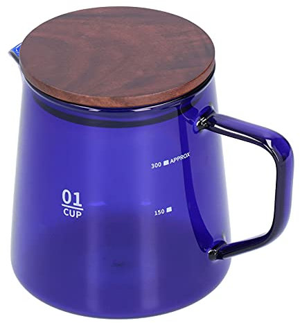 Jwthee Tea Cup with Lid, 300ml 11.9oz Glass Coffee Mug Water Container Cup, Clear Tea Kettle for Home Kitchen Camping Travel Daily Use (Blue)