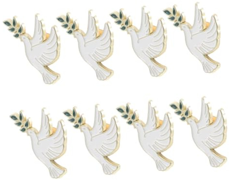 Beavorty 8pièces Broche Oiseau avec Rameau Olivier Broche Émaillée Épingle de Col Symbole de Paix Rétro Bijou pour Vêtements et Accessoires