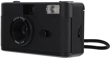 ABS Cámara de Película Reutilizable Negra Flash Incorporado para 35mm | Diseño Retro, sin Batería Incluida, Cuerpo Ligero, Uso Sencillo para Carrete 35mm y Fotos Casuales