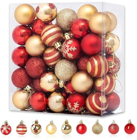 50pcs Christmas Baubles 50mm Xmas Tree Ball Ornaments Christma s Tree Decoration Baubles Xmas Hanging Ornaments (Christmas A)