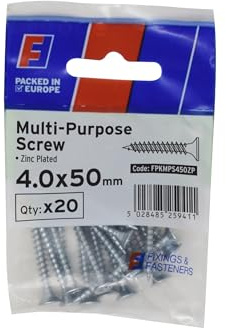 Forgefix Multi-Purpose Pozi Screw CSK ST ZP 4.0 x 50mm ForgePack 10, suitable for use with many materials including PVCu, Timber, Chipboard, MDF, and other similar types.