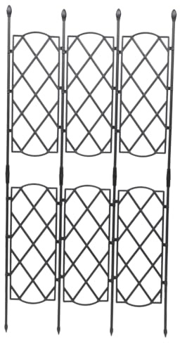 UPKOCH Support pour Plantes Grimpantes de Jardin Extérieur, Treillis Réglable en Métal Noir 46,5-90 Cm, Accessoire de Jardin Solide pour Vigne, Rosiers et Lierre, Structure Stable