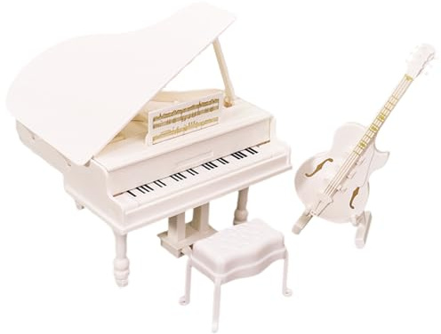 Maison de Piano Instrument de Musique - Mini Piano 1:12 avec Tabouret - Modèle d'instrument réaliste - Accessoires de scène décoratifs pour embellir, Meubles de Maison de et décoration