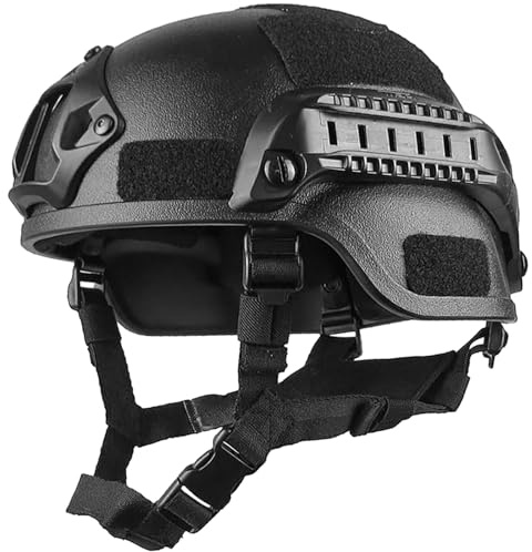 AMOYER Casque Airsoft À Protection Rapide avec Rails Latéraux Support pour Lunettes De Vision Nocturne, Casque Adulte pour Airsoft, Paintball, Chasse, Tir Sports De Plein Air