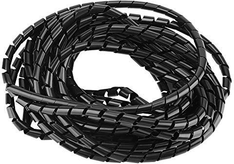 Haofy Organizzatore Protettivo per Cavi Avvolgicavo a Spirale per la Gestione dei Cavi di Casa e Ufficio 10 Mm per PC TV Theater, Realizzato in PE 8 M (BLACK)