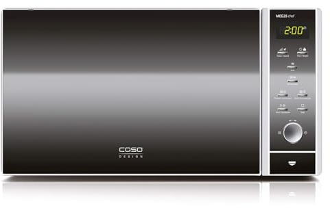 CASO | MCG25 chef 3-i-1 mikrovågsugn med grill och varmluft 1950W | ugnsfunktion upp till 200°C, skivspelare Ø 27cm, 25 L, speglad design i rostfritt stål
