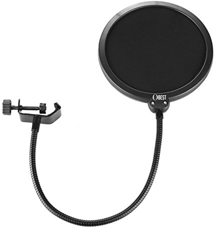 OBEST Microphone Filtre Anti-Pop,Anti-Pop Pivotant,avec Double Couche Son Bouclier,360° Flexible pour Micros