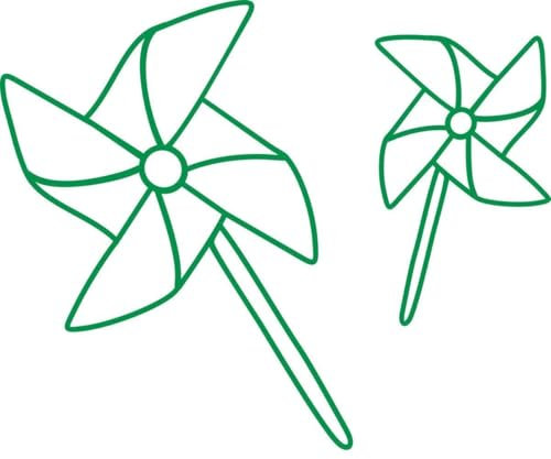 CLICKANDPRINT Aufkleber » Windräder, 30x24,6cm, Hellgrün • Wandtattoo / Wandaufkleber / Wandsticker / Wanddeko / Vinyl