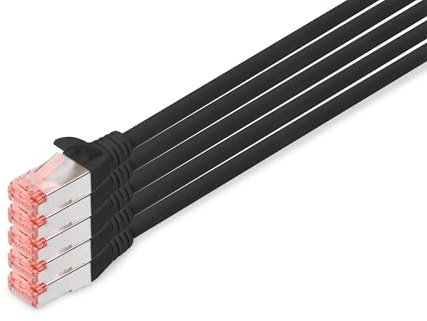DIGITUS LAN Kabel Cat 6 – 10 m – 5 Stück – S/FTP Geschirmt – Schwarz | 1 Gbit/s – PoE++ – AWG 27/7 – LSZH – RJ45 Netzwerkkabel Patchkabel – Kompatibel zu Cat 6A und Cat 7
