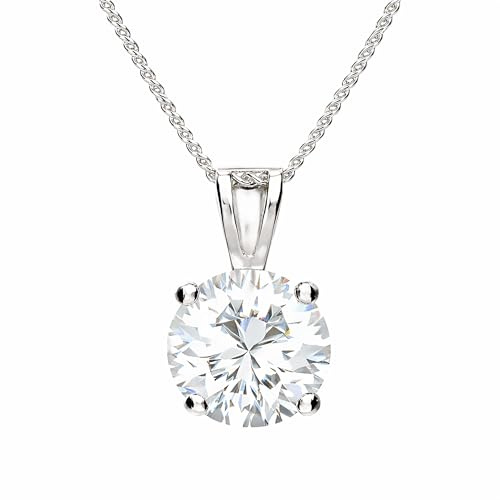 Löb Premium Damen Halskette 925 Sterling Silber mit einem Zirkonia Stein Anhänger 8mm Kette Solitär Strass Glitzer Steinahnänger Weiß Rund Tropfen Braut Brautschmuck