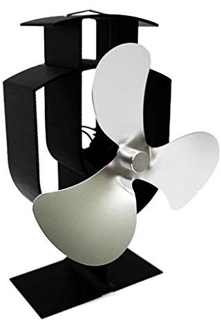 Tubayia Powerless 3-Blade Fan Stove Fan for Wood Stove Fireplace, Silver