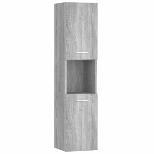 HFXHIJXQ Armoire haute de salle de bain, 30 x 30 x 130 cm, en matériau dérivé du bois, 2T+5F, rangement pour lavabo, petites salles de bains/WC d'invités - Gris Sonoma
