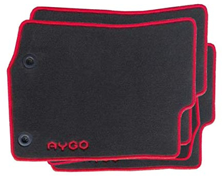 TOYOTA Genuine Aygo Carpet Floor Mats Full Set Anthracite Red Trim 2014-2017