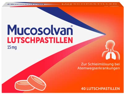 MUCOSOLVAN Lutschpastillen 15 mg, 40 Stück, mit Ambroxol, Hustenschleimlöser