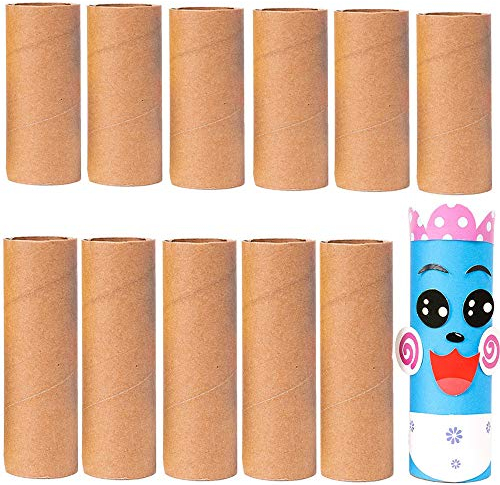 12 Pièces Tube Carton, Tube en Carton Papier Kraft, Polyvalent Solide Papier Marron Tube en Carton de Papier pour Les Enfants, Le Bricolage, Les Projets Créatifs Faits à La Main (2 Style)
