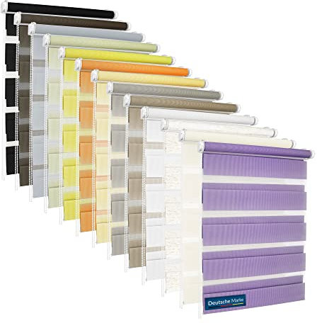 TEXMAXX® Doppelrollo Klemmfix ohne Bohren - 55 x 100cm (Stoffbreite 51 cm) - Leinen Braun/Rollos für Fenster ohne Bohren/Fensterrollo innen ohne Bohren/Doppelrollo ohne Bohren inkl. Zubehör