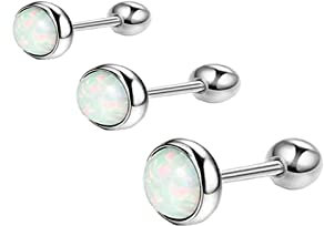 Gualiy 3 Stck Nasenpiercing Edelstahl Set, Nasenring Piercing 1.2mm mit Opal 3mm/4mm/5mm Nasenpiercing Schmuck Ring