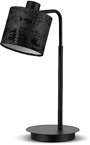 REV Tischlampe - Tischleuchte im Vintage-Look, E27 Fassung, schwarz | Ideal als Schreibtisch- oder Nachttischlampe | Samt-Lampenschirm