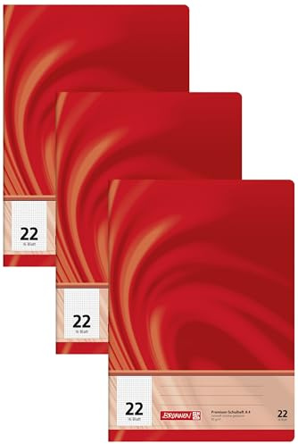 Brunnen Premium Schulheft Vivendi A4 Lineatur 22, 16 Blatt (Packung mit 3)