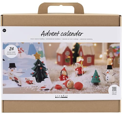 Creativ Company Bastelset Adventskalender Modellieren-Wichtel Bastelzubehör Bastelmaterial DIY Handwerk