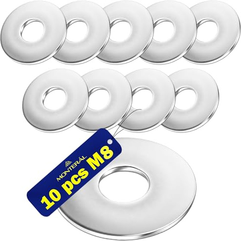 10 Pièces Rondelles Inox M8 Type DIN 9021 - Garantie de 10 Ans - MONTERAL