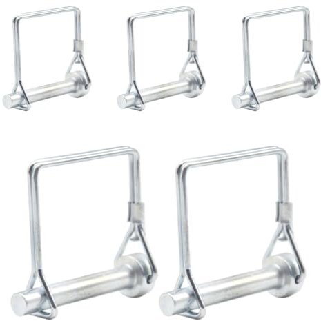 CEEYSEE 5 perni di sicurezza da 8 mm x 50 mm, con chiusura di bloccaggio, staffa quadrata in zincato, per rimorchi, trattori, ribaltabili, fattoria, tosaerba (F.8 mm x 50 mm)