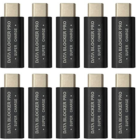 Louttary 10Pcs USB Type-C Data Blocker Prevention Gender Change Connector USB-C Connector Adapter Kit for Blocking Data Sync
