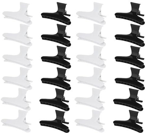 Vexquivera 24 PCS Butterfly Hair Clips Black White Clip Hair Clips Hairdressing Claw Hair Styling Accessories Straps Comb Teeth Strong Clips Suitable for Girls and Women (Black White)