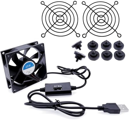 Jzk 80mm ventilateur USB avec contrôle Multi - vitesse et protection de panneau métallique ventilateur de refroidissement pour appareils ménagers/châssis d'ordinateur/alimentation etc.