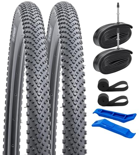 YunSCM 2 st 60TPI nylon punkteringssäker 28 tums däck 28 x 1,50 700 x 38C kappa 40–622 och 2 st 700C slang FV48 mm ventil kompatibel 38-622 700 x 38C 700 x 40C cykeldäck vikbar