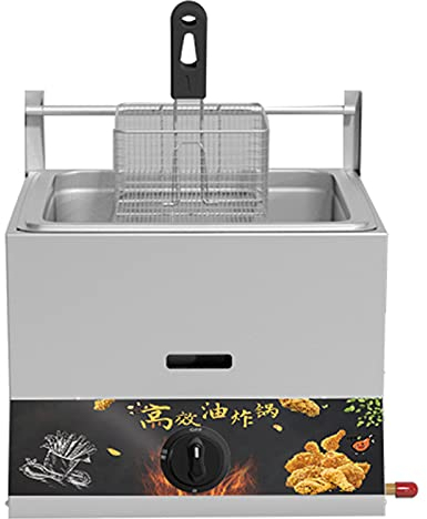 LAMEDOAT Friteuse à gaz pour la Maison et Le Commerce, friteuse à gaz de comptoir de Grande capacité 11 L/23 L, Puissance de feu réglable, avec paniers et Couvercle, friteuse au GPL en Acier inoxydab