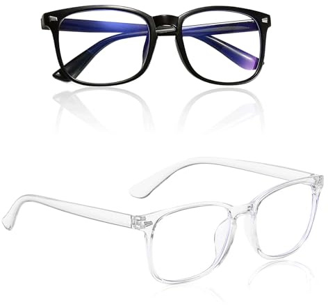 Bansusu 2Pcs Blue Light Glasses Blue Light Blocking Glasses Fashion Lightweight Fake Glasses Anti UV/Headache/Eyestrain Fake Glasses Blue Light Glasses For Womens Blue Light Glasses For Men