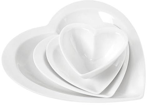 Amosfun Herzförmige Schüssel Keramik 4-teiliges Nudel- Und Salatschüssel-set Für Desserts Und Snacks