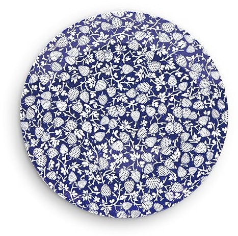 Wade WA967025BLU - Plato llano Eton con diseño de fresa azul, hecho de loza, vajilla Heritage diseñada en el Reino Unido, fabricada en Stoke-on-Trent, 28 cm, color azul