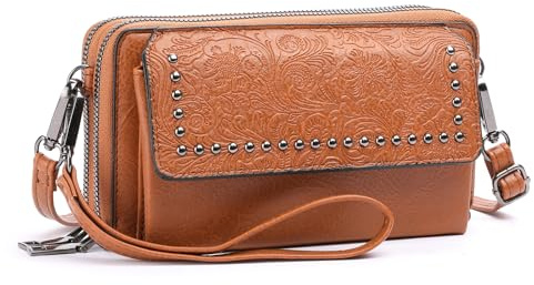 FALAN MULE Klein Handtasche Damen, RFID-Blockierung Handy Umhängetasche, Leder Crossbody Schultertasche Reisepass Handytasche mit Kartenschlitz Verstellbar Abnehmbar Schultergurt