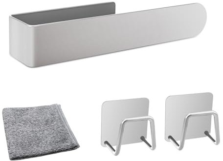 Porte Serviette Salle de Bain sans Perçage,Porte Éponge Évier Cuisine,Support pour torchons porte-torchons autocollants avec 2 porte-éponges,organisateur de rangement dans la cuisine,la salle de bain