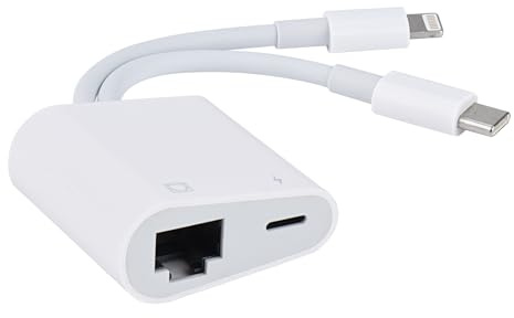 Lightning and USB C to Ethernet Adapter,2 in 1 RJ45 Ethernet LAN Network Adapter with Charge Port Compatible with iPhone/iPad/iPod/Samsung and More,Supports 100Mbps Plug and Play