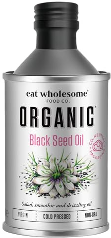 Eat Wholesome Bio Schwarzkümmelöl, 250ml - Kalt Gepresst Nigella Sativa, Hohe Quelle Von Omega 3-6-9, 100% Rein, Zum Kochen, Hautpflege & Haar, Vegan
