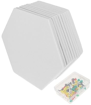 Hexagonal Soundproofing Pad 12pcs White Wool Chemical Fibre Wall Sticker | Ceilings and Home Offices, Pushpins Included, Helps Reduce Reflection and Attenuate Sound