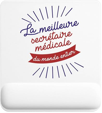 Planetee Tapis de Souris Secrétaire Médicale Meilleure Monde | Accessoire Bureau Ergonomique - Idéal pour Anniversaire, Collègue, Secret Santa Noël, Fête des Pères et Fête des Mères