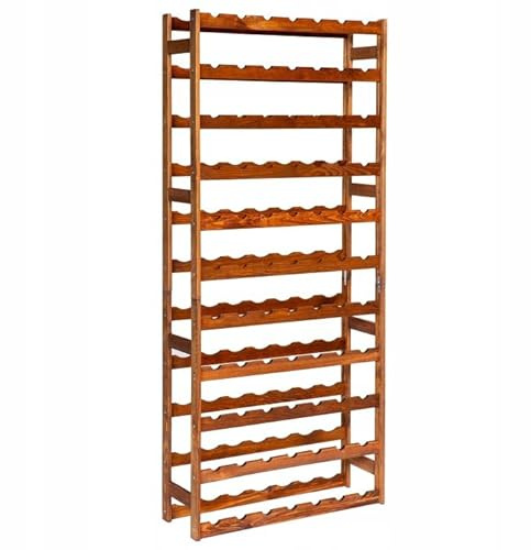 STOLMAK Portabottiglie in Legno per 77 Bottiglie 72,5x166x25 cm Marrone Naturale Caffale Vino Cantinetta Porta Bottiglie da Terra