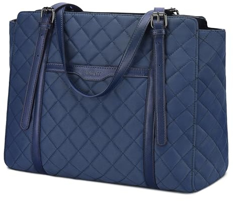 VASCHY Bolso Portátil Mujer 15,6, Tote Ejecutivo de Trabajo y Oficina, Shopper Multibolsillos con Cremallera, 40 x 11,5 x 32 cm, con Correa para Trolley, para Universidad y Viaje