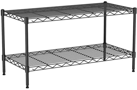 VANZBON 2-Tier Wide Shelving Unit,(91Wx45Dx50H) CM | Heavy Load Capacity 600 lbs,Height Adjustable Design,35.8Wx17.7Dx19.6H,Lockable 360°Wheels,Large Storage Space
