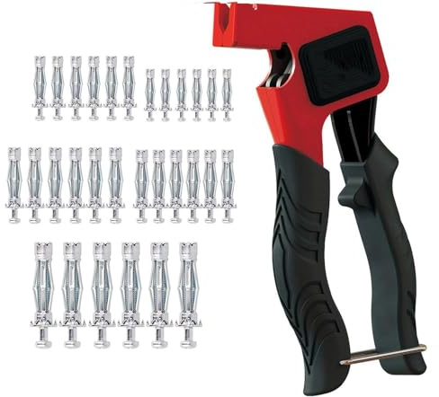 Pince de montage pour chevilles à corps creux, kit de chevilles en métal pour plaques de plâtre, avec vis avec 30 chevilles métalliques M4/M5/M6 pour cavité, pour Réparations, Montages