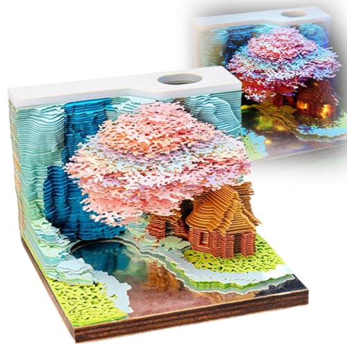 Schreibtischkalender 2026 mit LED-Lichtern, 3D-Schloss-Notizblock, Zeitmesserkalender, abreißbarer Notizblock, Bastelarbeiten, 3D-Notizblock, für Zuhause, Weihnachten, Neujahrsgeschenk, Valentinstag
