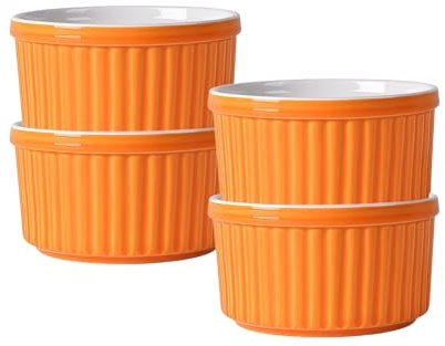 Ramekins - Set di 4 pirottini per soufflé, ciotole per soufflé, crème brûlée, 170 g