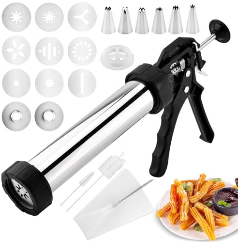 Kit de fabrication de churro - 24 pièces en acier inoxydable - Disques à pâte et churros creux à préparation rapide - Pas de tracas pour les nuits en famille et les friandises maison